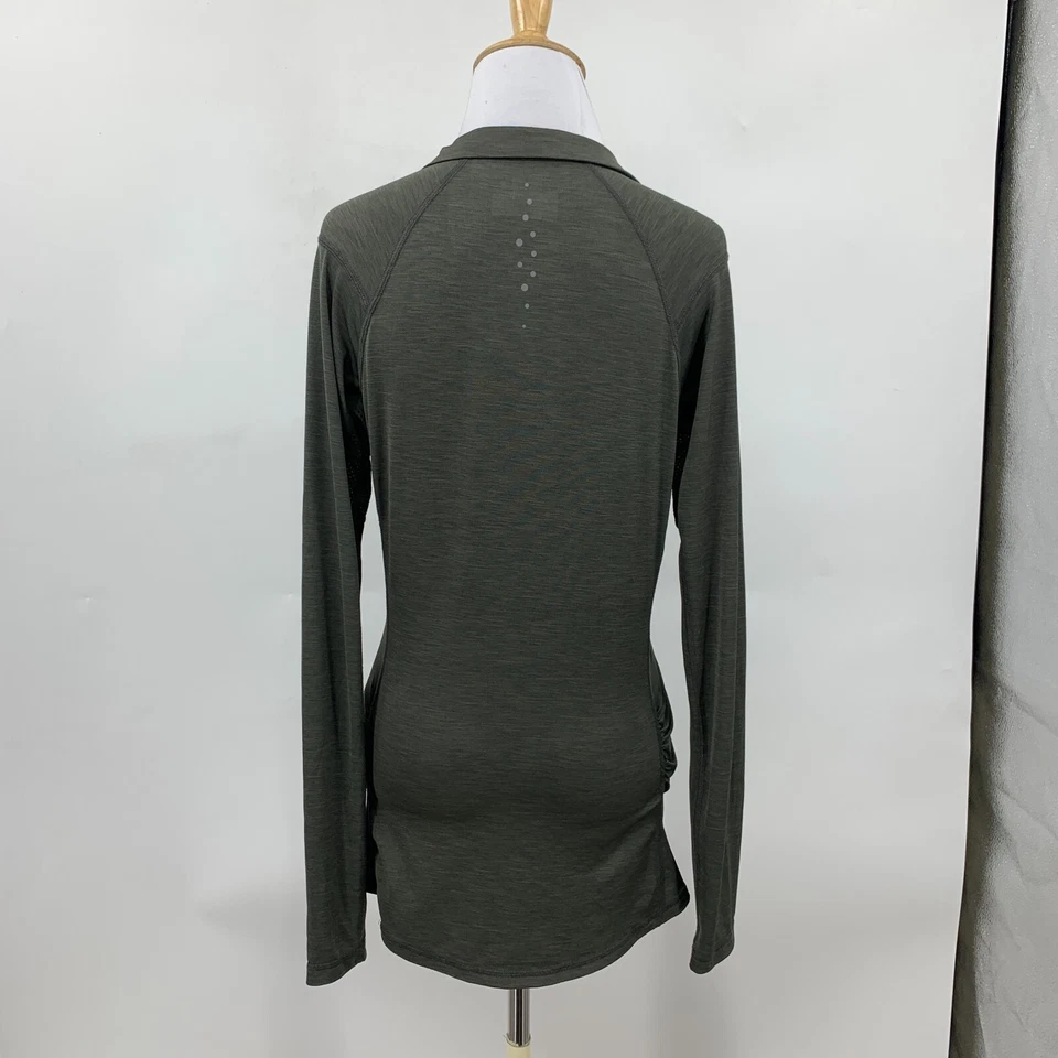 Polo de golf Lija para mujer S pequeño oliva acanalado hombro cuarto cremallera agujeros para los pulgares top Foto 3 de 4