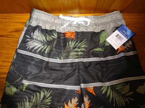NEW MEN'S KANU GRAY TROPICAL SWIM TRUNKS SIZE L MSP $38.00 - Picture 2 of 5