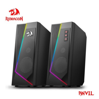 Redragon GS520 Anvil Aux 3.5mm Stereo Surround Music RGB Speakers | Sound Bar
