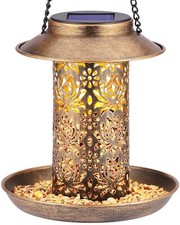 Solar Bird Feeder for Outdoor Hanging Wild Bird Feeder Garden Lantern Yard Decor