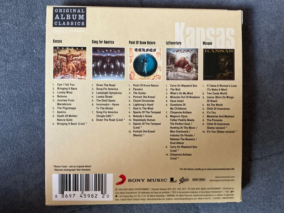 Kansas 5 CD Box • Song For America • Point Know Return • Leftoverture • Masque - Bild 4 von 4
