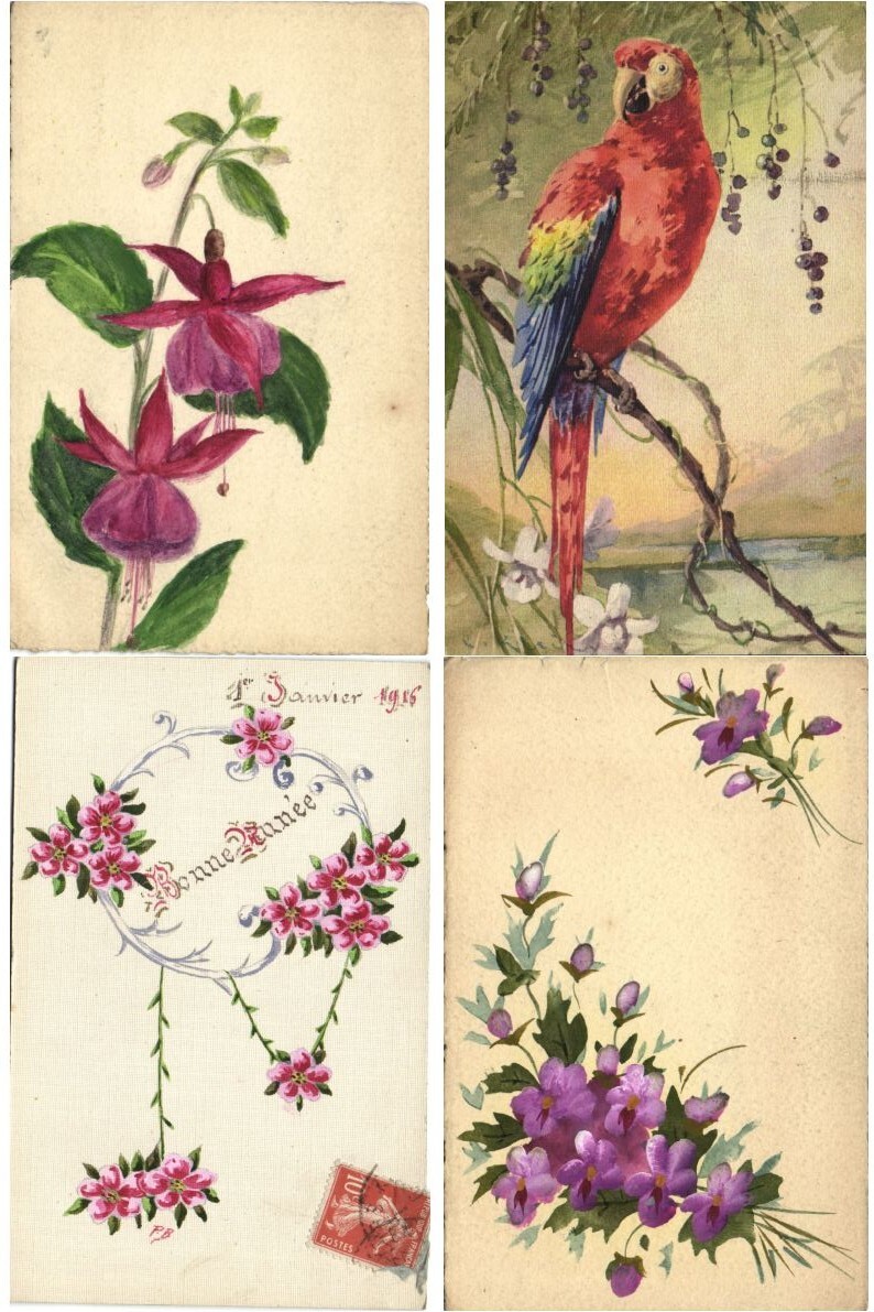 HANDMADE PAINTED ART, 66 Vintage Postcards Pre-1940 (L6888) | eBay