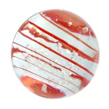 25mm Red Swirl "Moonstone" Handmade Art Glass Glow in the Dark Marble w/Stand