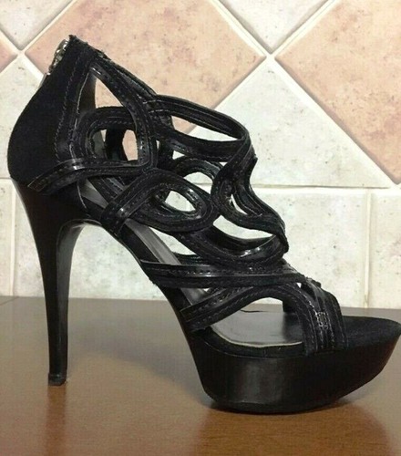 SANDALO GUESS tg. 39 NERO TACCO SCARPE APERTE SEXY CON ZEPPA | eBay