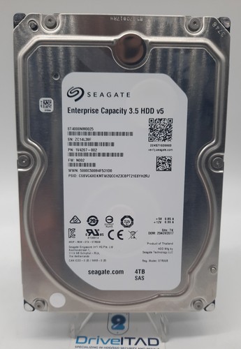 Seagate 4TB 7.2K 12G 3.5" SAS Hard Drive ST4000NM0025 1V4207-002 512 100% Health