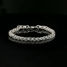 Sterling Silver Byzantine Chain Flat Bracelet with Hook Clasp, 8.5", Unisex