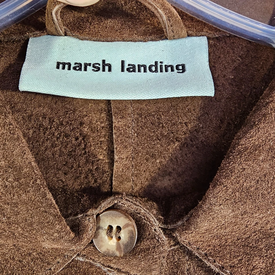 Chaqueta de cuero Marsh Landing para mujer pequeña manga larga botón delantero Foto 3 de 4
