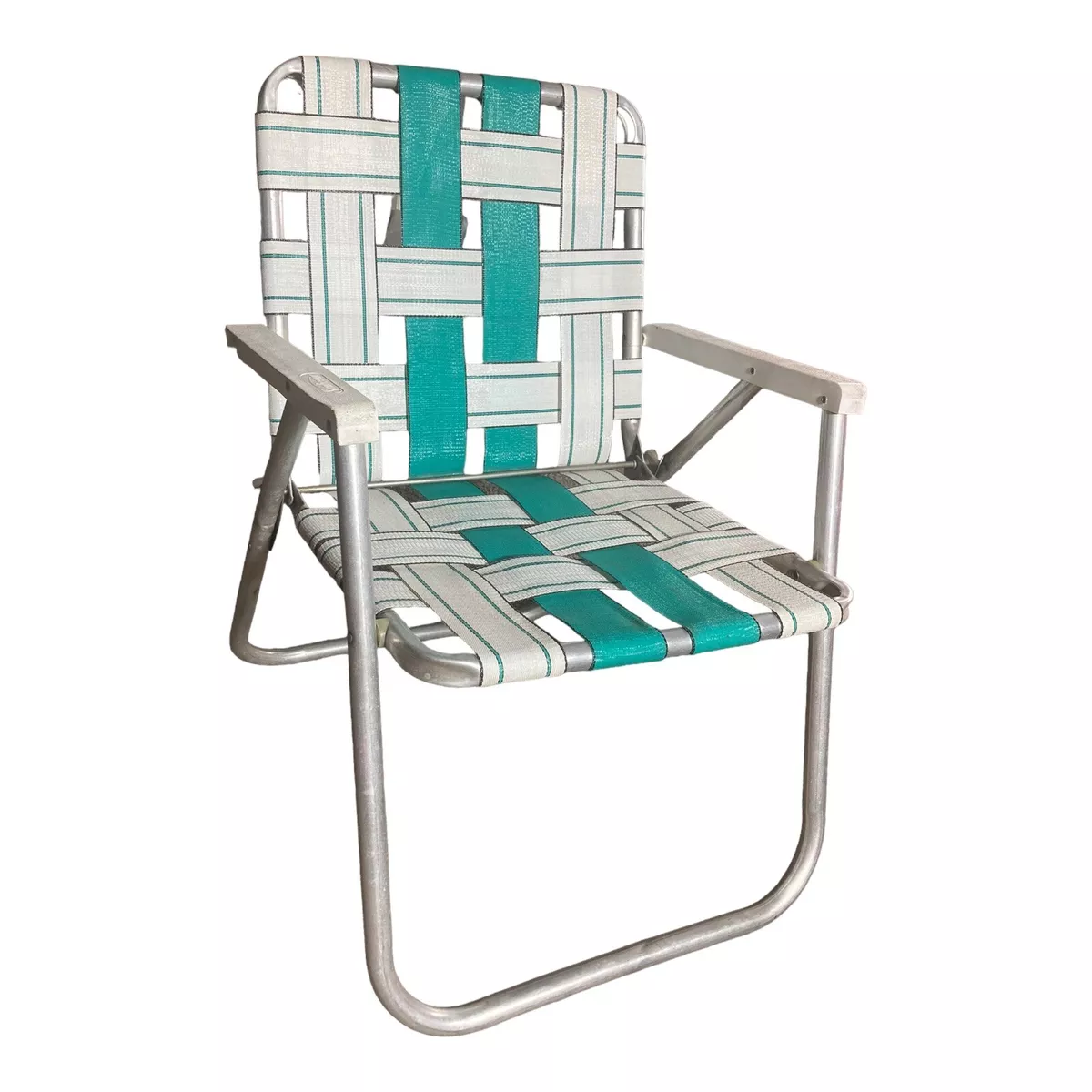 Vintage Webbed Sunbeam Aluminum Folding Beach Lawn Patio Chair