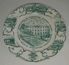 1968 Vintage Worcester Federal Savings WALKER China Advertising Plate 9-3/4"