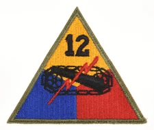 WWII US 12th Armored Division Shoulder Sleeve Insignia, No Glow