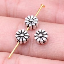 50pcs 7mm Tibetan Silver Alloy Charm Floral Bead Finding Crafts