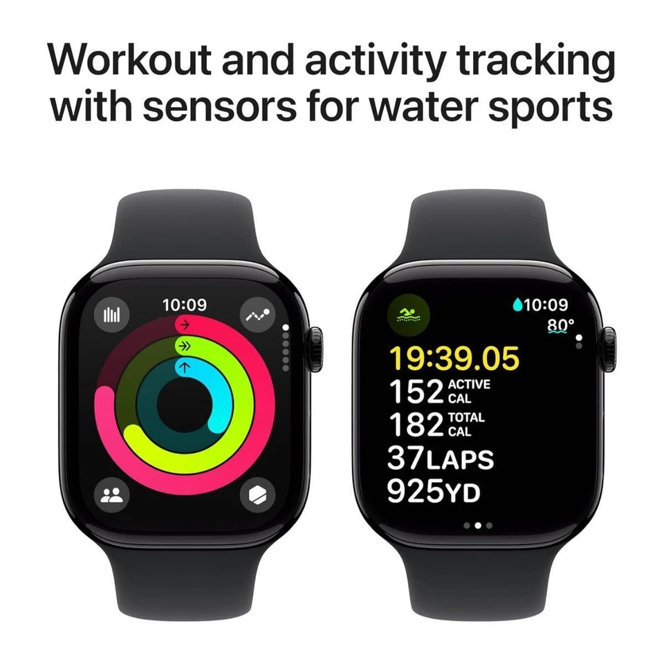 Apple Watch Series 10 GPS 46mm Jet Black Aluminium Case with Sport Band (M/L) - Image 4 of 4