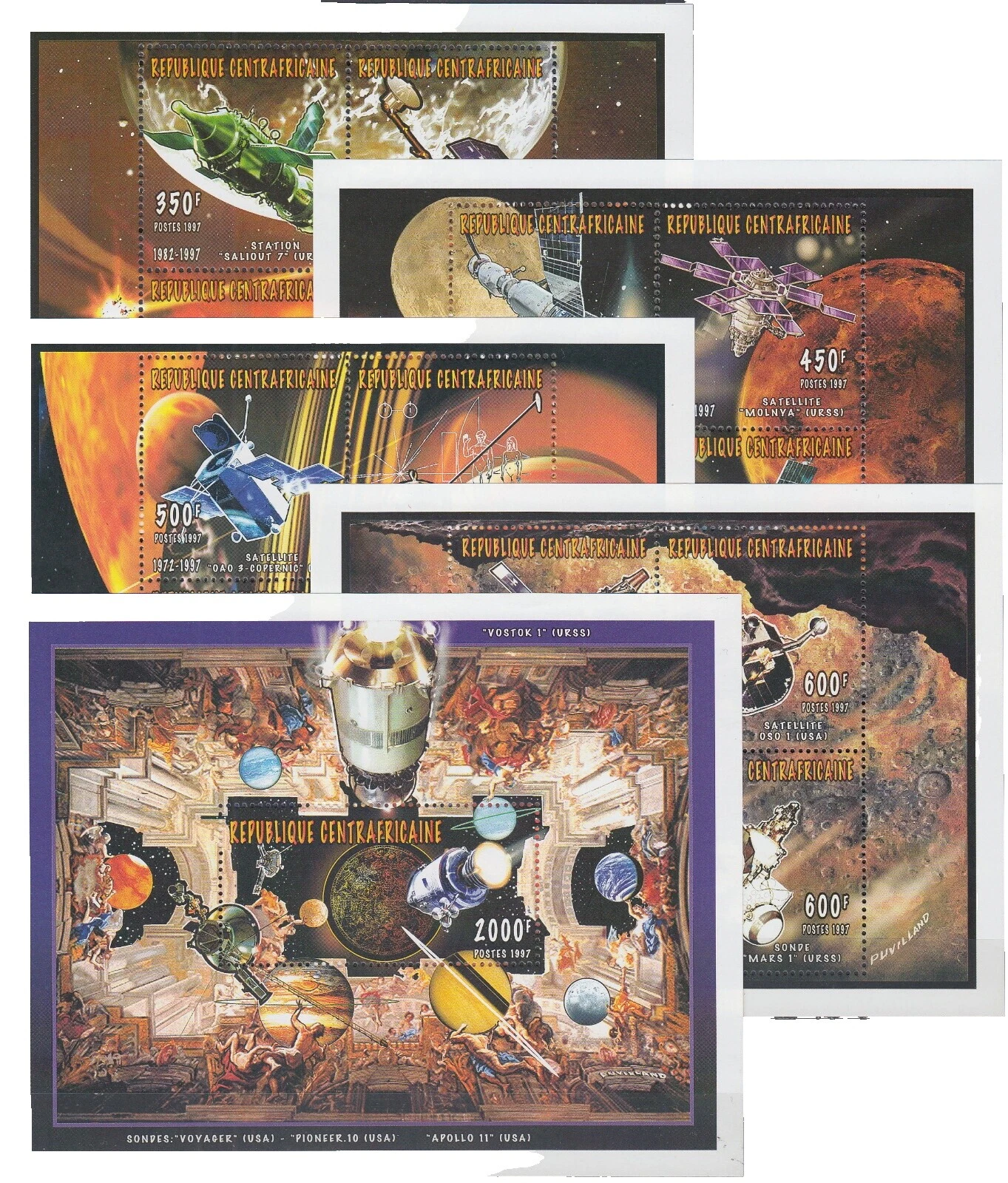 El espacio estampillas de la República Centroafricana