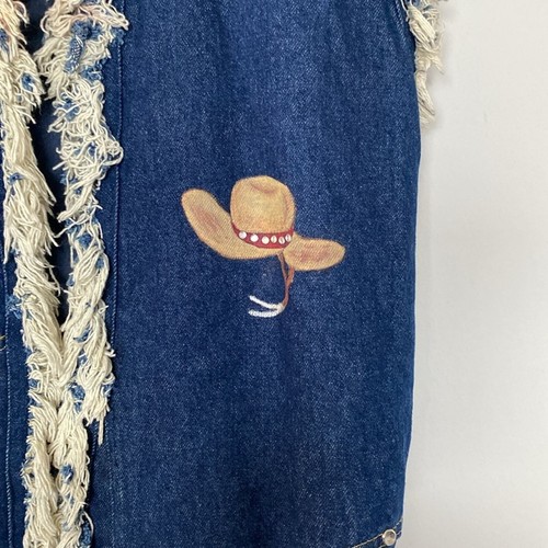 Vintage Lee Denim Cowboy Vest Fringe Western Boots Hat Rodeo One of a Kind M/L - Picture 8 of 12