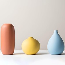3 Pcs Multi Color Ceramic Vase Set Modern Farmhouse Home Decor Table Shelf Decor