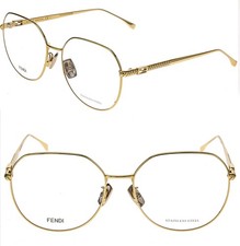 FENDI FF0454F BAGUETTE 0454 Gold Retro Stainless Steel Eyeglasses Optical 59mm