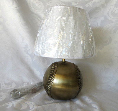Pottery Barn Baseball Lamp, METAL, ANTIQUE BRASS FINISH, 15''
