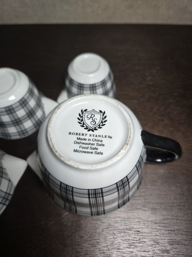 Set 4 Robert Stanley Black White Plaid Porcelain Measuring Cup Baking See Pics - Picture 10 of 17