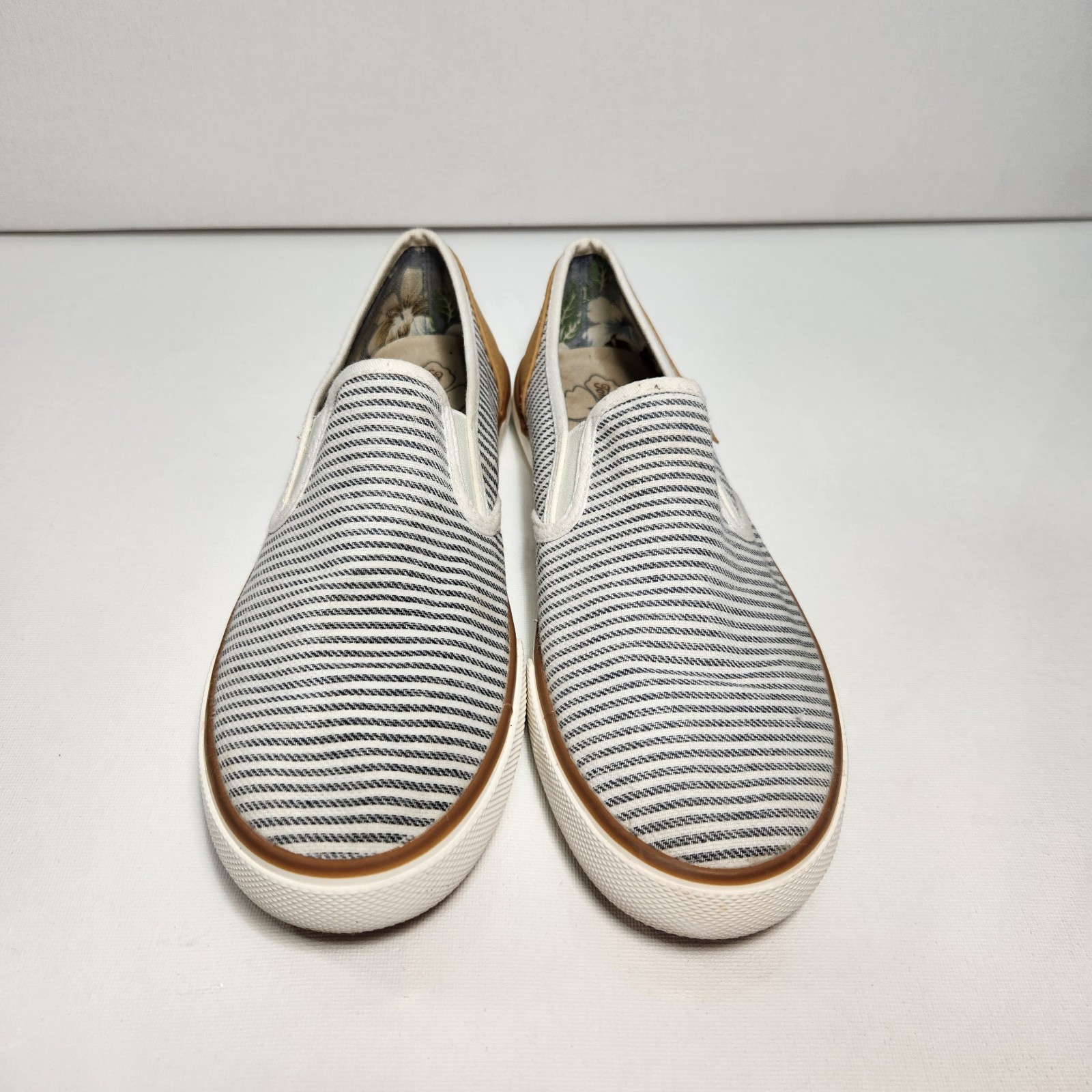 Tommy Bahama Mens Size 9.5 Blue Stripe Loafers Slip On Shoes Sneakers Nautical