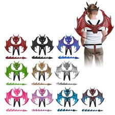 3D Cosplay Kids Dress Dinosaur Tail Mask Set Halloween Dragon Wing Costume ET