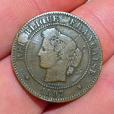 1897 France 5 Centimes – Third Republic République Française Coin
