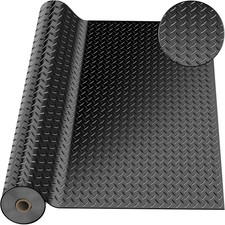 4 X 7 FT Garage Floor Mat, Diamond Plate Rubber Flooring Roll, PVC Garage Floori
