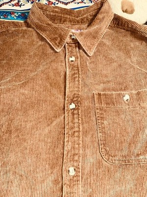 Urban Outfitters Cotton Corduroy Button-Up Point Collar Pockets Brown XL