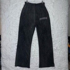 Gothic 90s Y2K Cyber Girl Rhinestone Flare Tall Sweatpants Dark Grey Sackrifices