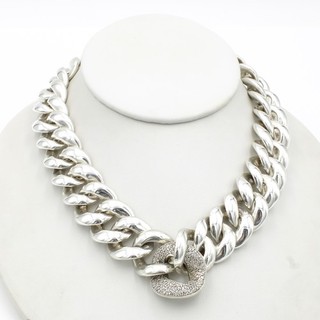 David Yurman Sterlingsilber Diamant Panzerkette Halskette #S3549 2