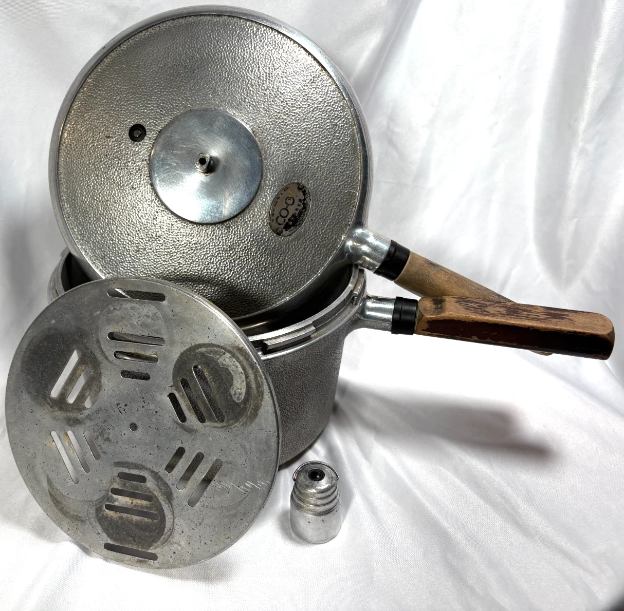 VTG CO-OP Model 50 4Qt Cast Aluminum Pressure Cooker w/ Rack Jiggler & Lid