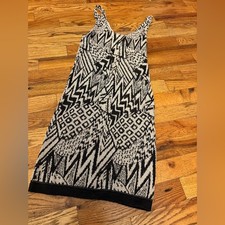 Guess Black and Cream Geometric Midi Dress