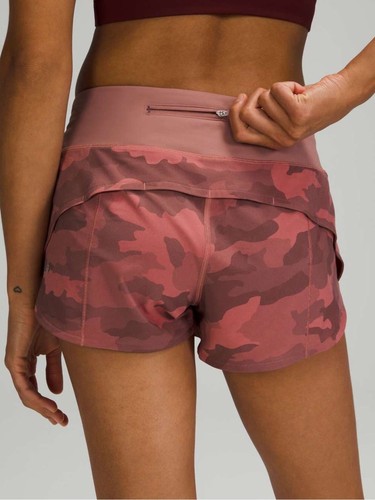 Lululemon Athletica Speed Up Pink Mauve Camo Shorts Low Rise 2.5” Size 6
