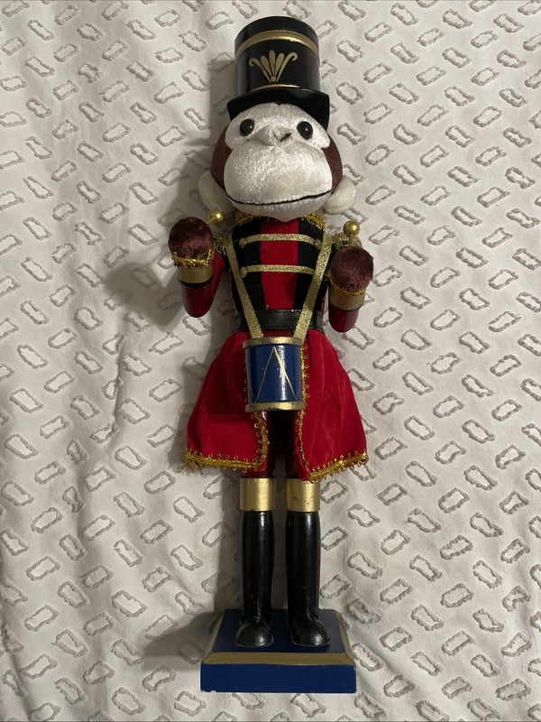 Vintage Michaels Wooden Nutcracker Soldier Monkey Christmas Ornament 16 inch