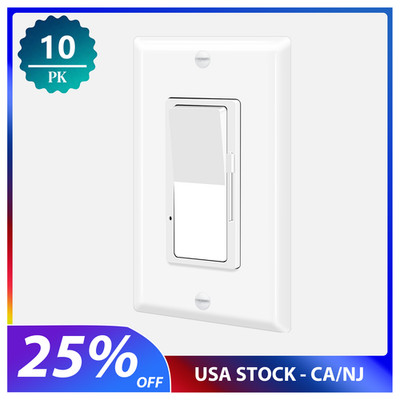 LED Decora Rocker Dimmer, Single & 3-Way Switch, CFL 600W / LED 3W-150W / 10PK
