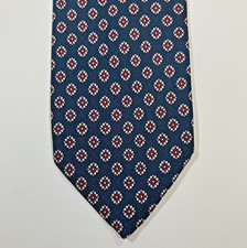 Vintage Robert Talbott Silk Tie Blue Red White Foulard Geometric Italy 57"
