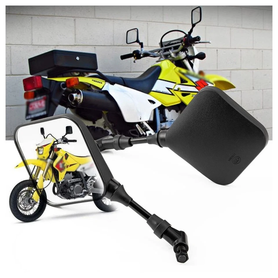 Pair Motorcycle Side Rear View Mirrors For Suzuki DR 200 250 DR350 DRZ400 - Image 2 of 4