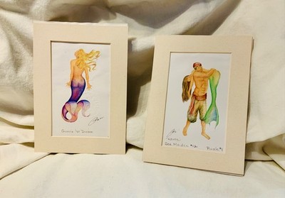 Pair Of Robert Kline Gwen s first Dream & Sea Maiden Art Hand Signed, Matted