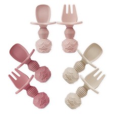 6 Pack Silicone Baby Spoons Fork Feeding Set - Anti-Choke Utensils for Baby Le