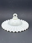 Antique Victorian Ruffled Milk Glass Smoke Bell 7" Kerosene Oil Lamp Shade