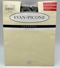 Evan Picone Control Top Ultra Sheer Pantyhose Size Long Tall Stockings Off Black