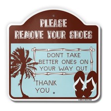 Please Remove Your Shoes 18" X 18" Heavy-Gauge Aluminum Architectural Sign