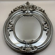 Vintage Silver/Bronze Painted Baroque Rococo Style Mirror Made in Italy