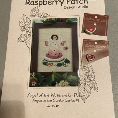 RASPBERRY PATCH Angel of the Watermelon CHART with BUTTONS