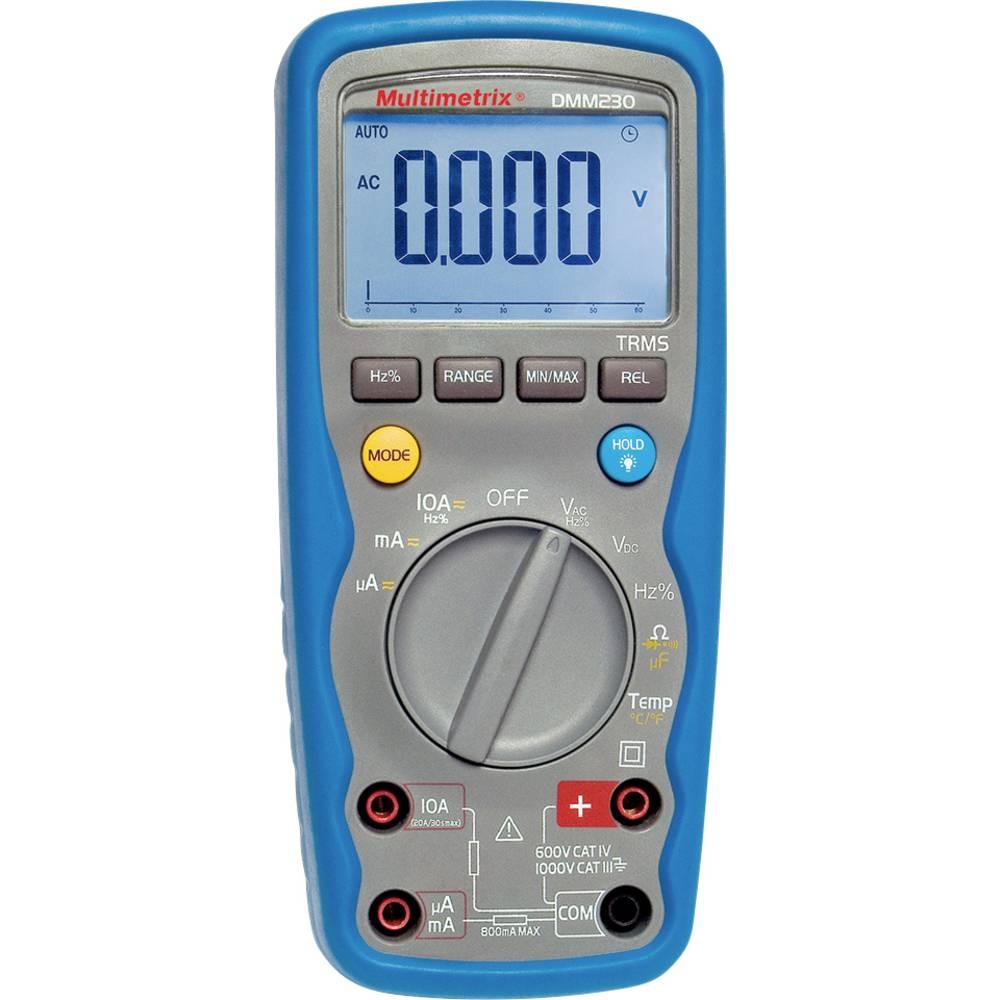 Multimètre numérique Multimetrix DMM 230 robuste CAT III 1000V avec coque de protection