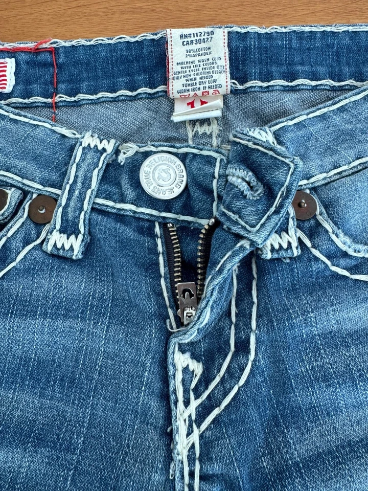 TRUE RELIGION Lily Super T Womens 3/4 Jeans Blue Slim Tapered Stone Wash  W27 - Image 4 of 4