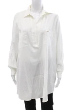 Melissa Odabash Womens Tunic Blouse Collared Long Sleeve White Size XS