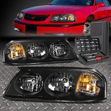 For 00-05 Chevy Impala Black Housing Amber Corner Headlight Head Lampstool Set