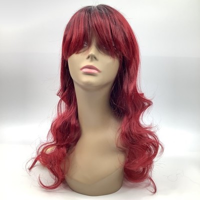 Outre The Daily Wig Floris 22'' DR Red Velvet Lace Part Wig Bangs Wavy Heat Safe