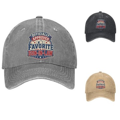 Officially Approved Favorite Son In Law Thumbs Up Badge Cotton Baseball Cap