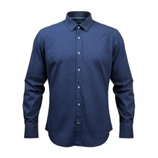 Visconti Black Men's Long Sleeve Button Up Size XL Navy Blue Circular Print